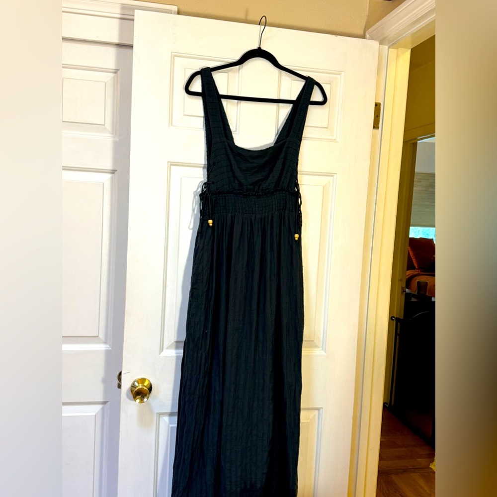 Free People black cotton sundress maxi with side laces